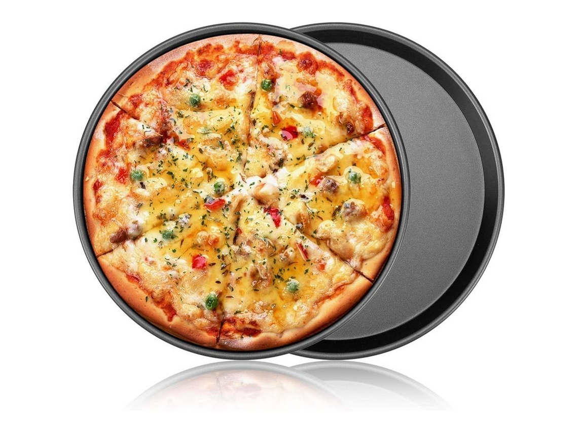 2026da sartén para Pizza de 9 Polegadas, Pacote de 2 Aço Carbono Redondo Antiaderente com Espessura de 0.6mm