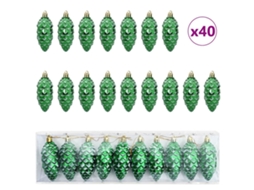 Conjunto 40 Enfeites De Natal Vidaxl Verde Plástico (4 X 9 Cm)