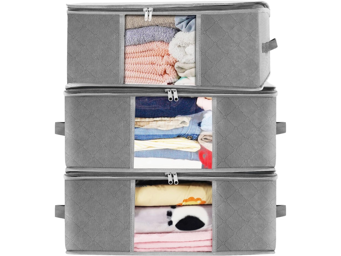 Conjunto De 3 Sacos Para Guardar Roupas, Para Colocar Embaixo Da Cama, Com Capa De Tecido, Roupas E Roupa De Cama, Impermeáveis, 48x35x20cm