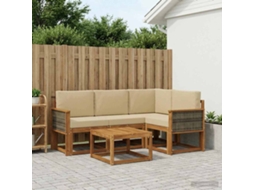 Vidaxl Conjunto De Sofás Para Exterior 5 Unid. Natural E Bege