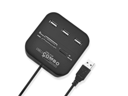 Leitor de Cartões 2 em 1 Usb 2.0 M2/tf/sd/mmc/ms/pro Duo e Hub de 3 Portas AQUAFORGE (preto)