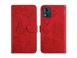 Capa De Celular Flip Em Couro Sintético Com Textura De Borboleta Para Motorola Moto E13 4g Ht03
