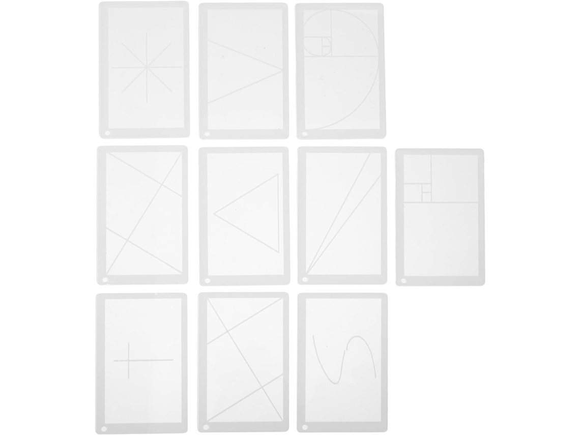 Kit De 10 Peças Com Régua Medição E Visor Para Desenho Artístico, Modelo Ajustável Para Composição Em Projetos