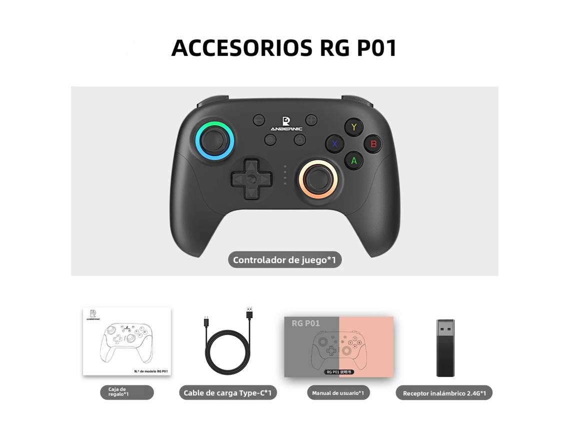 (preto) Controlador De Jogos Bluetooth Com Joysticks De Efeito Hall Rgb E Motores De Vibração Duplos.