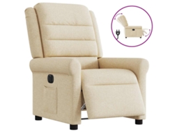 Vidaxl Poltrona Reclinável Elétrica Tecido Cor Creme