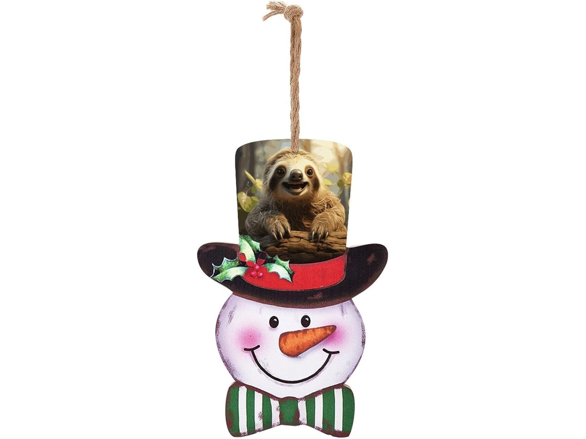 Enfeite De Natal De Madeira Com Boneco De Neve E De Árvo Variação 2380