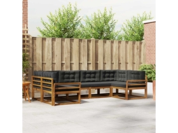 Vidaxl Conjunto De Sofás Para Exterior 6 Pcs Natural E Antracite