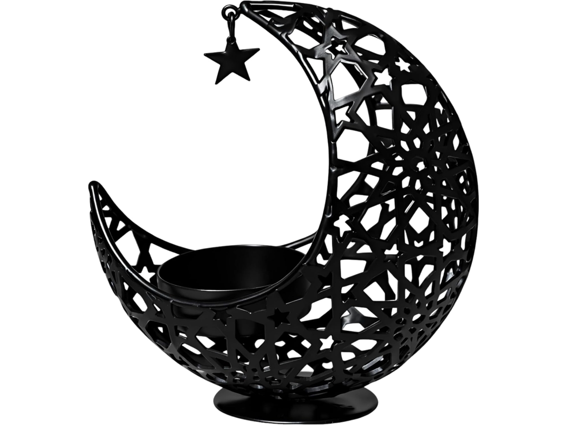 Castiçal Lua De Ferro, Castiçal Em Formato De Lua, Para Decoração