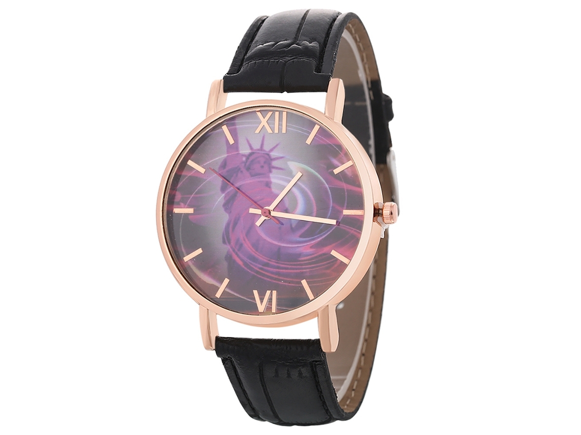 Relógio de quartzo simples e elegante para homens e mulheres com pulseira de couro.