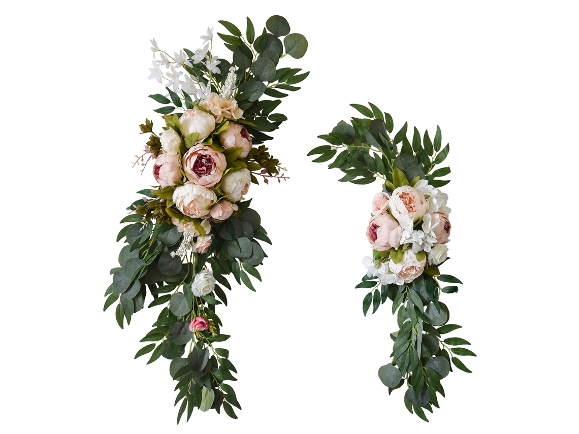 Laxiscreed Arco De Casamento Com Peónias Artificiais Em Seda E Folhagem Grande