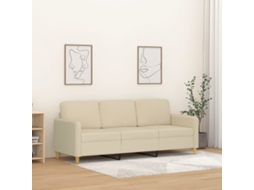 Vidaxl Sofá De 3 Lugares Tecido 180 Cm Cor Creme