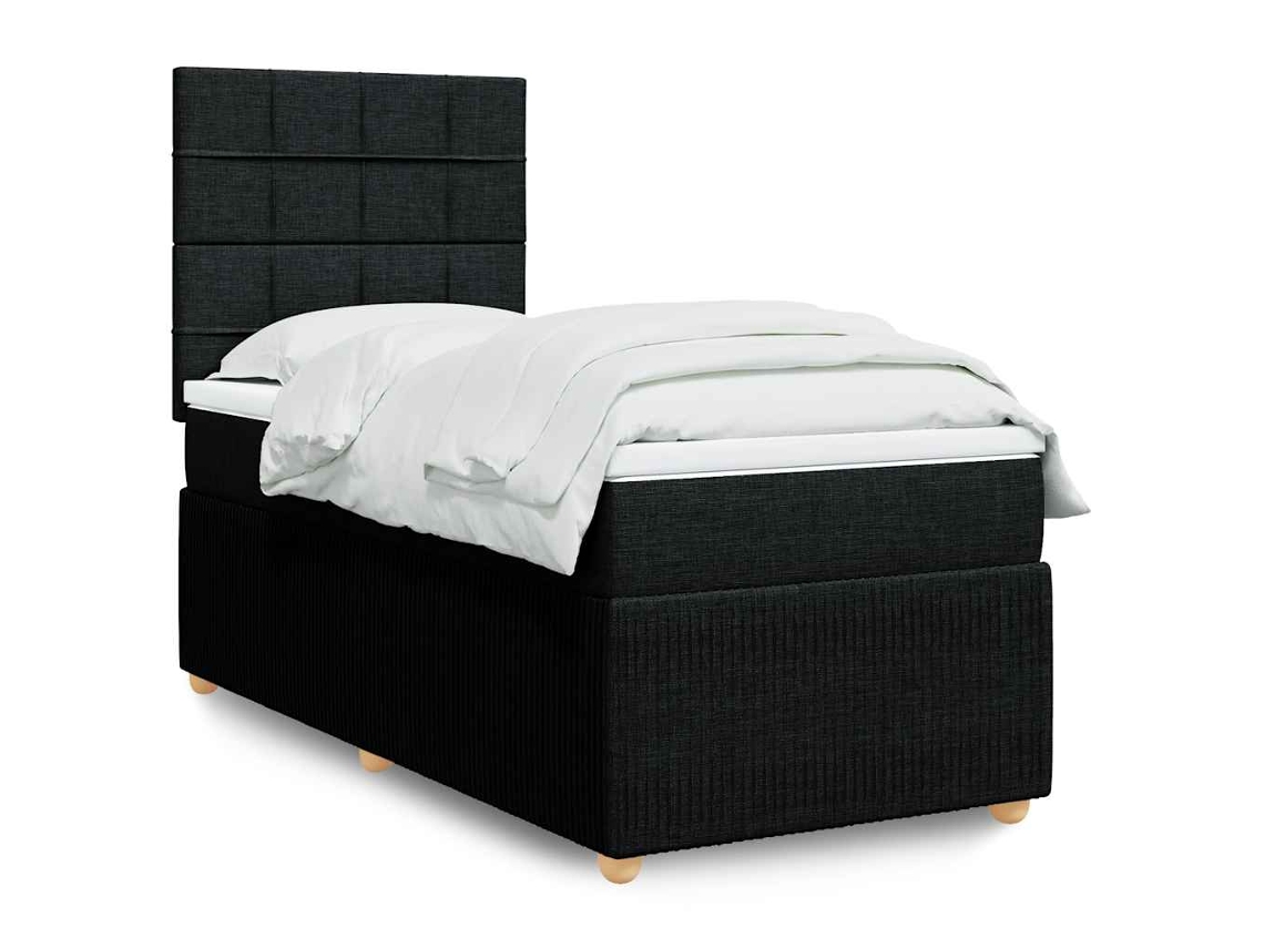 Vidaxl Cama Com Molas/colchão 90x200 Cm Tecido Preto