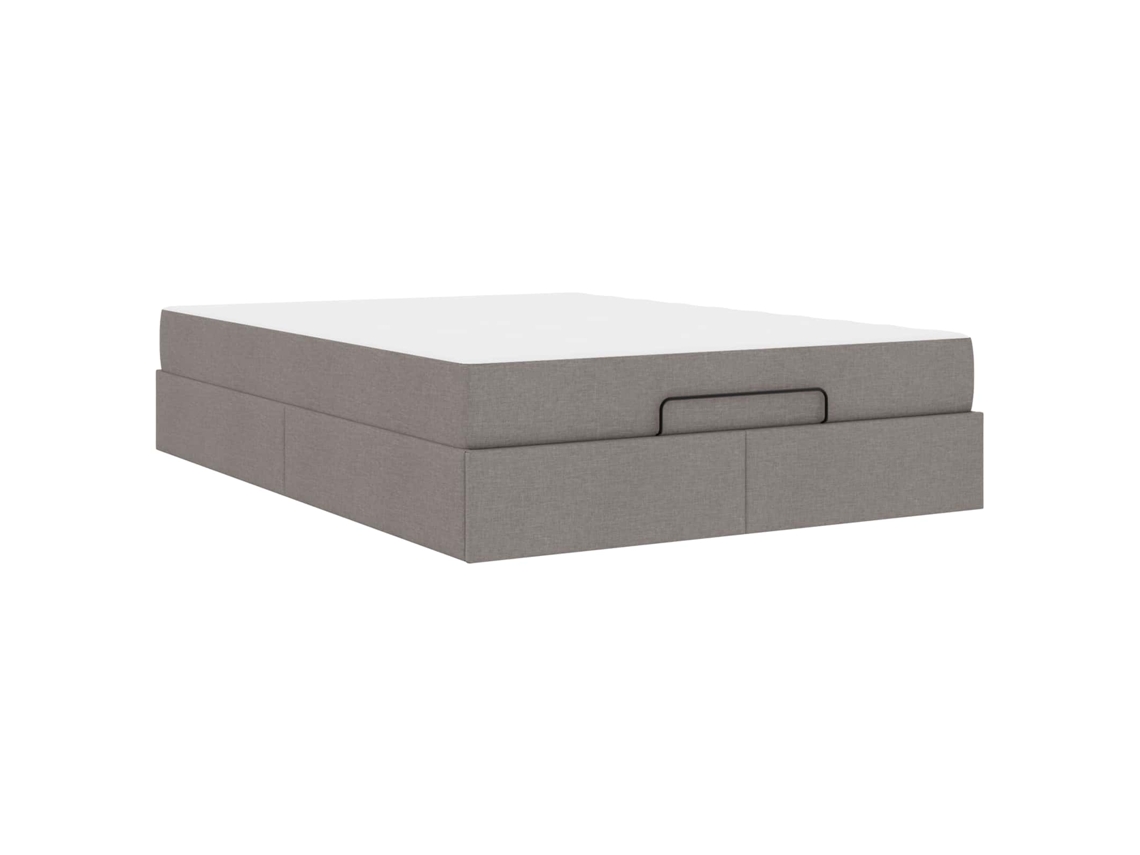 Conjunto de 2 Estruturas de Cama com Colchão Cinzento Acastanhado Tecido MAISON EXCLUSIVE
