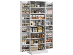 Aparador Cozinha 60x35x166cm com Prateleira e Suporte Temperos, Branco