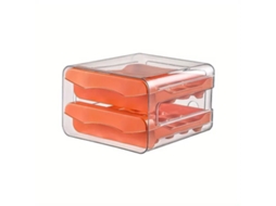 Porta, Ovos Tamanho Xl Para 32 Unidades, Ideal Para Geladeira, Dispensador De Ovos, Ovos Transparente, Dupla Camada, Empilhável, Cor Laranja