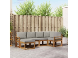 Vidaxl Conjunto De Sofás Para Exterior 6 Unid. Cinza Natural E Claro