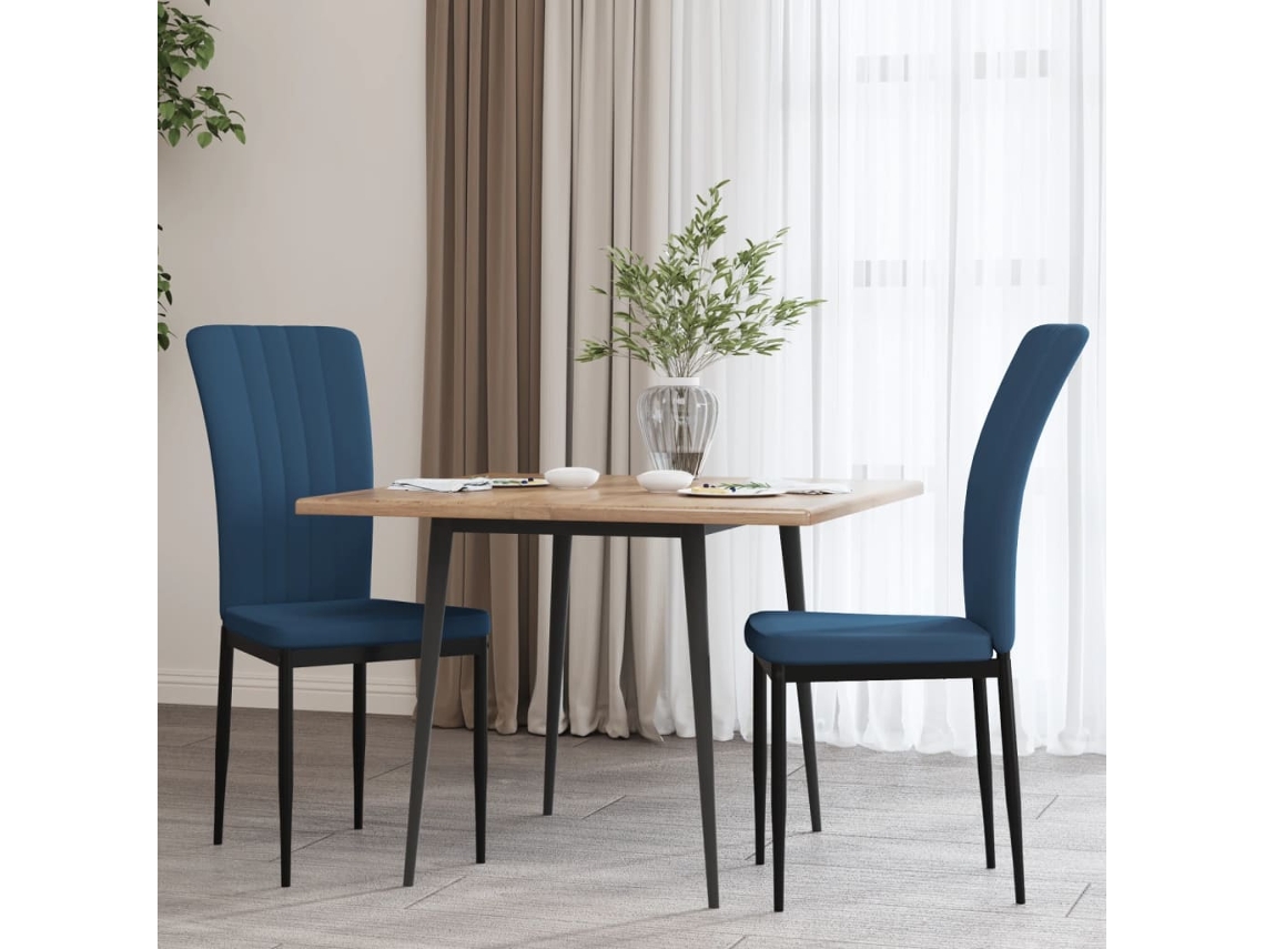 Cadeiras De Jantar 2 Pcs Veludo Azul Lovely Home