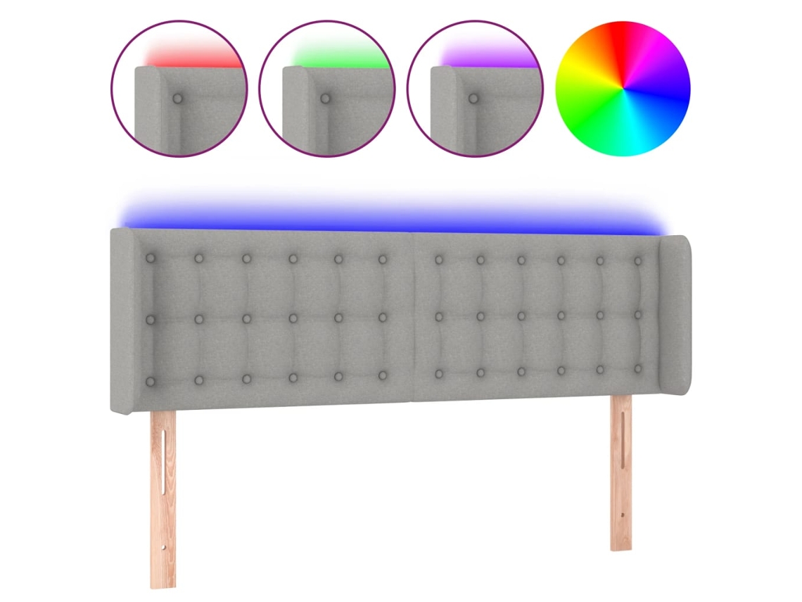 Led Headboard, Led Headboards Vidaxl Cinzeto Tecido (147 X 16 X 78/88 Cm)