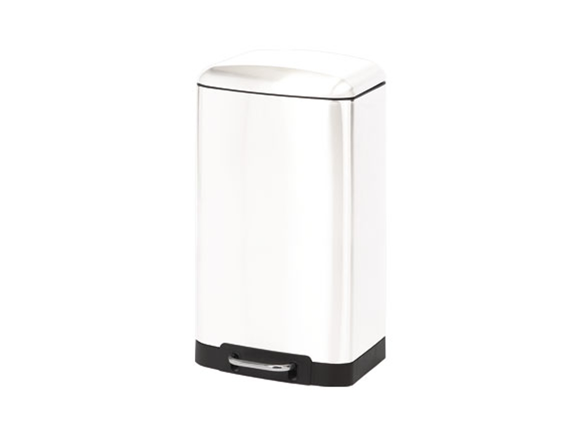 Cubo Pedal Retangular Metálico Branco DUETT