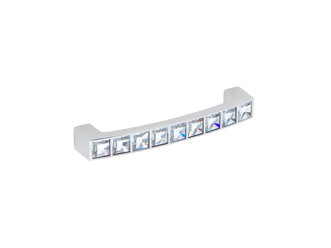 Conjunto de 6 Puxadores em Zamac e cristal com 96mm de centro, cromado polido HARDWAREXCHANGE