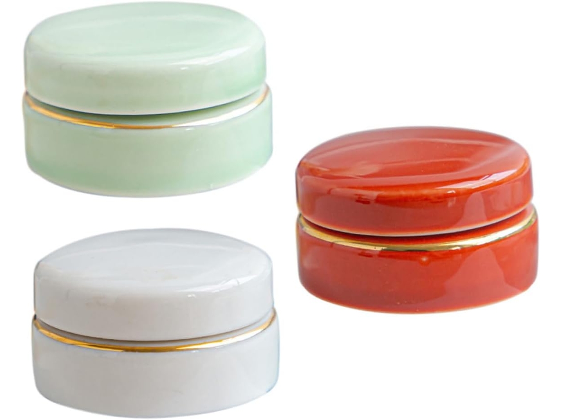 Conjunto De 3 Mini Potes De Cerâmica, Frascos Dispensadores De Cosméticos Recarregáveis E Portáteis Para