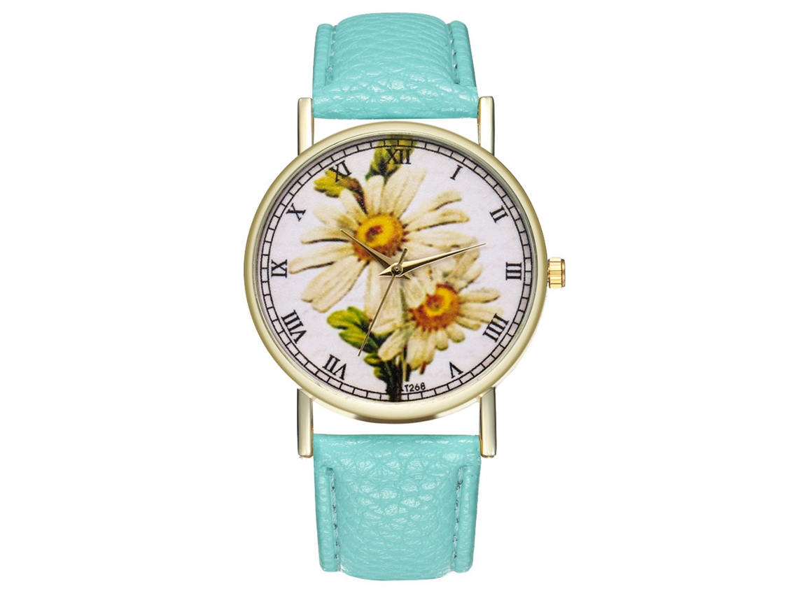 Relógio de Pulso Marguerite de Quartzo Elegante para Lazer com Cinto de Couro Branco