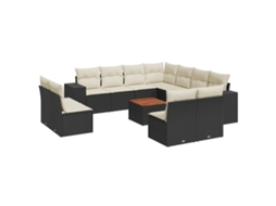 Conjunto 12 de sofás de jardim c/ almofadões VIDAXL vime PE preto