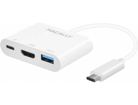 Macally UCHDMI4K Adaptador Multiporta de USB-C para USB-C/HDMI 4K e USB-A
