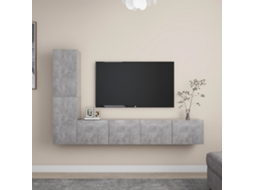 4 Pcs Conjunto De Móveis De Tv | Gabinete Tv | Armário Tv Compensado Cinza Cimento