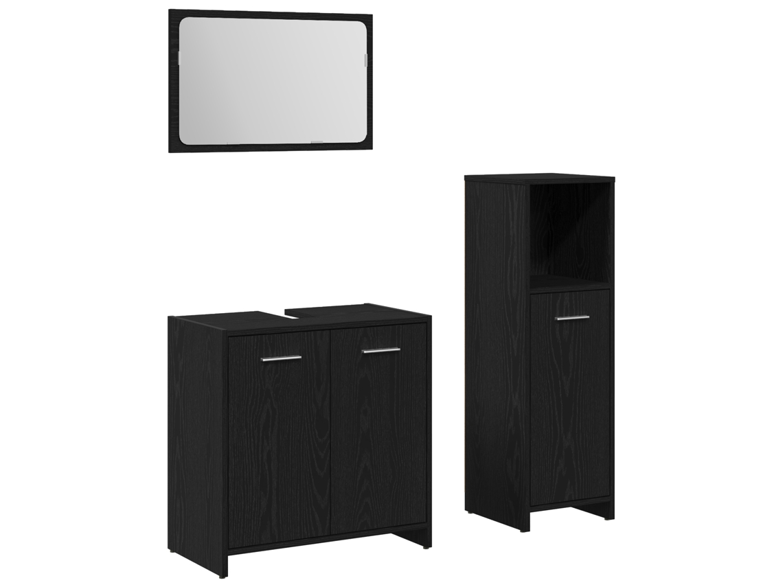 Conjunto 3 Conjunto De Banheiro Vidaxl Preto Derivados De Madeira (30 X 30 X 95 Cm)