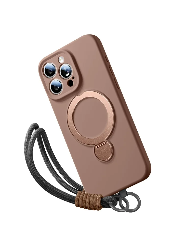 (iphone 17 Marrom) Capa Magnética Magsafe Para Celular Com Suporte Giratório 360°