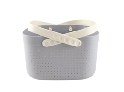 Cesta de Banho Portátil com Buracos de Ventilação, Grande Capacidade, Plástica, Cinza
