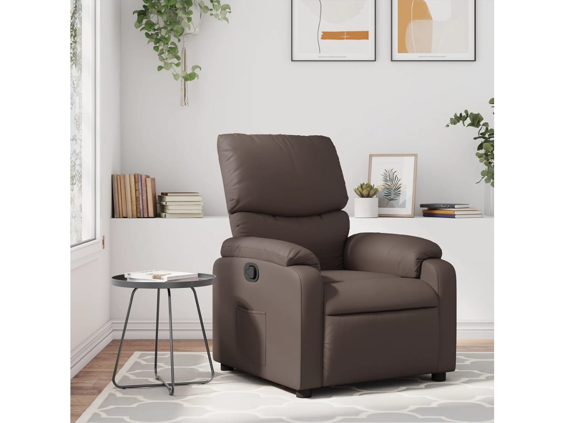 Vidaxl Poltrona Reclinável Couro Artificial Castanho