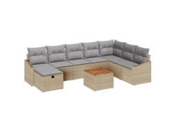 Conjunto 9 Conjunto De Sofá De Jardim Vidaxl Bege Vime Pe (55 X 55 X 37 Cm)