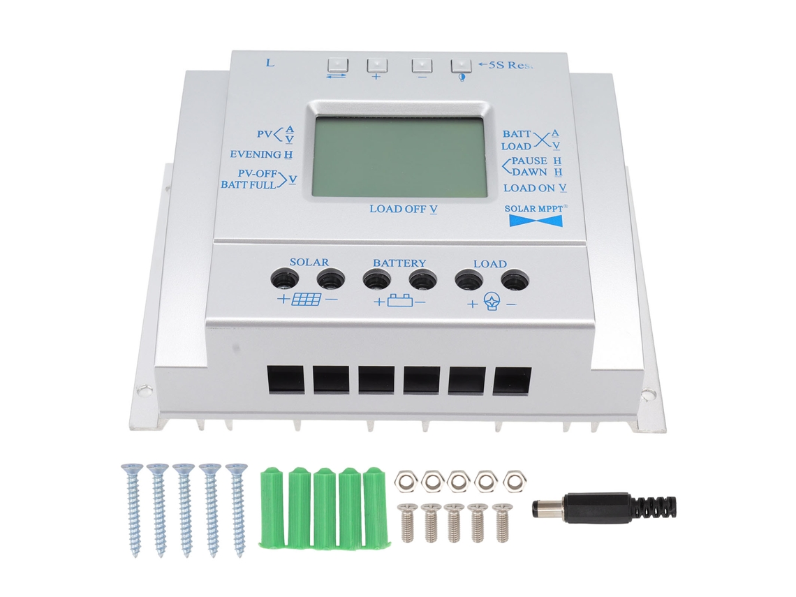 Controlador De Carga Solar L60a (universal 12v/24v, Material Alumínio-plástico Com Display Digital)
