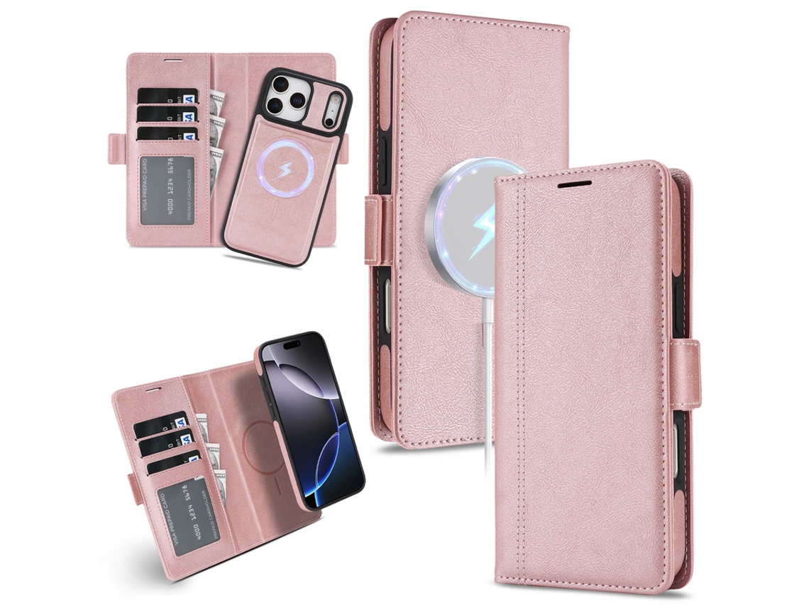 Capa Para Iphone 17 Pro Max Slot Cartão Bolso Cartão Suporte Rosa Czhhmart
