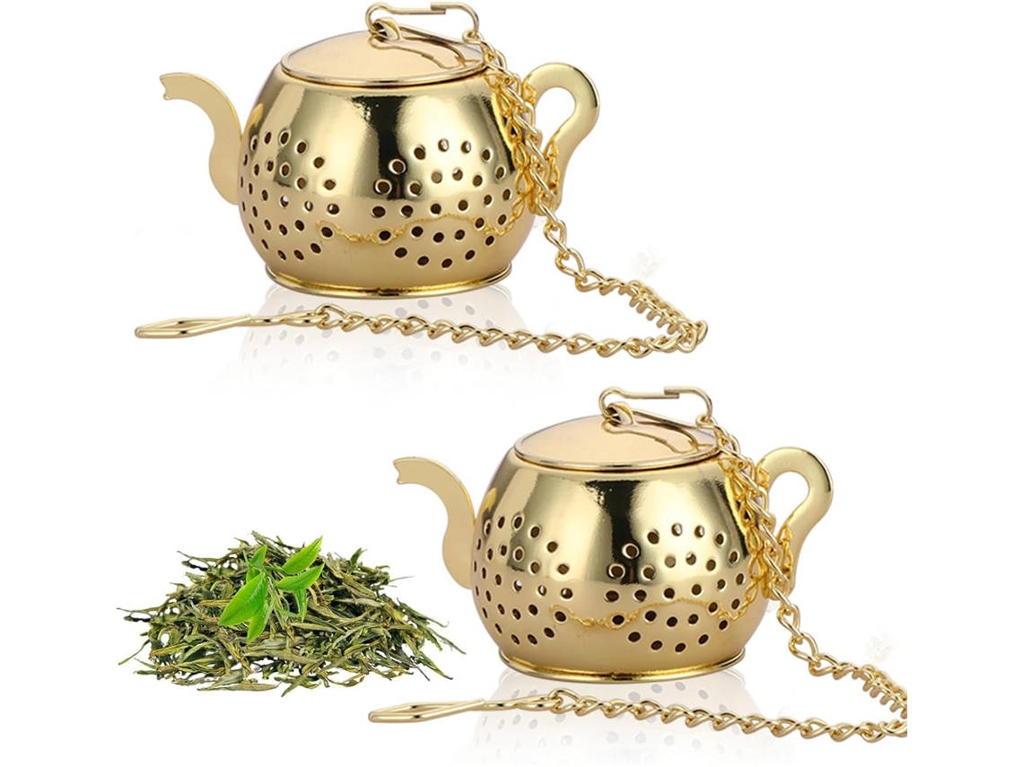 Conjunto De 2 Infusores De Chá A Granel Em Aço Inoxidável, Com Corrente Extensora Para Pendurar No Bule E Preparar Chá A Granel