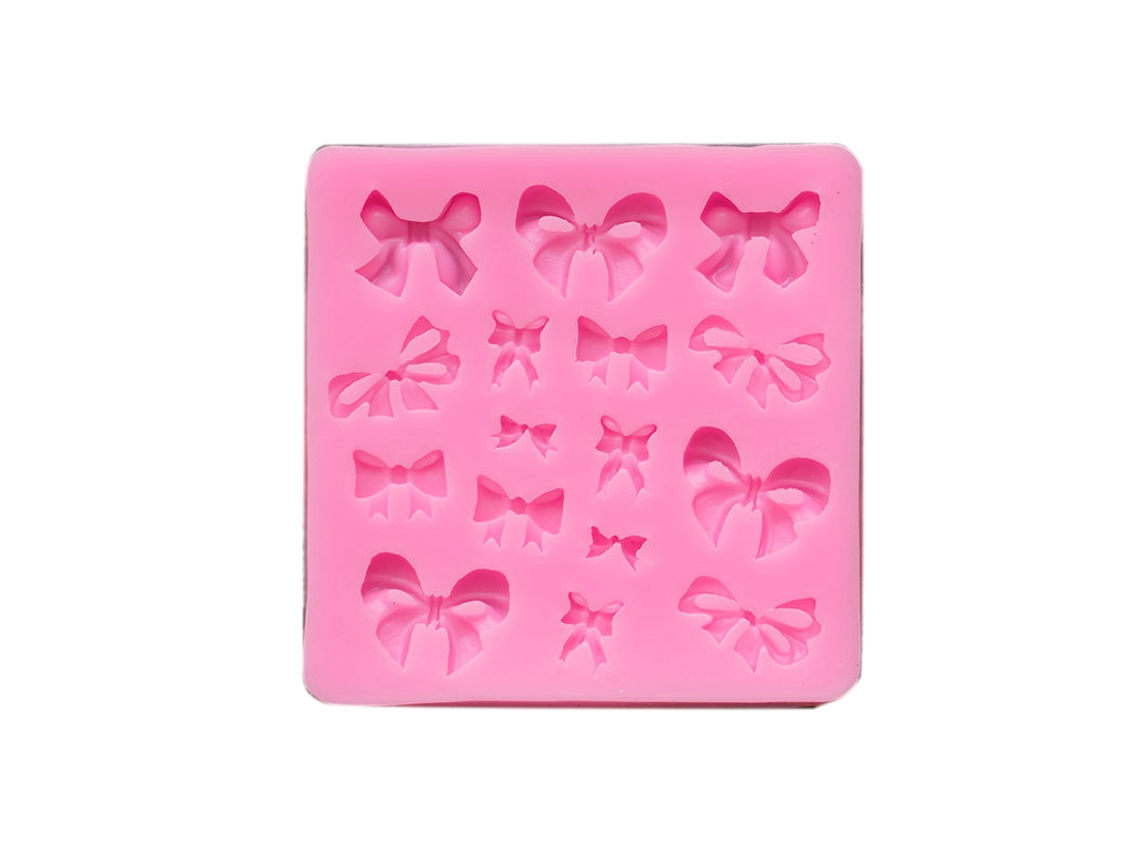 Molde de silicone para decoração de unhas DIY com laço, pingente rosa e molde para chocolate.