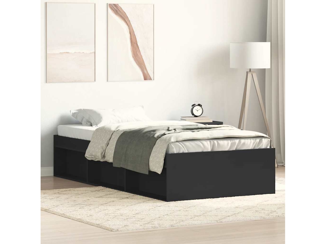 Vidaxl Estrutura De Cama Solteiro 75x190 Cm Preto