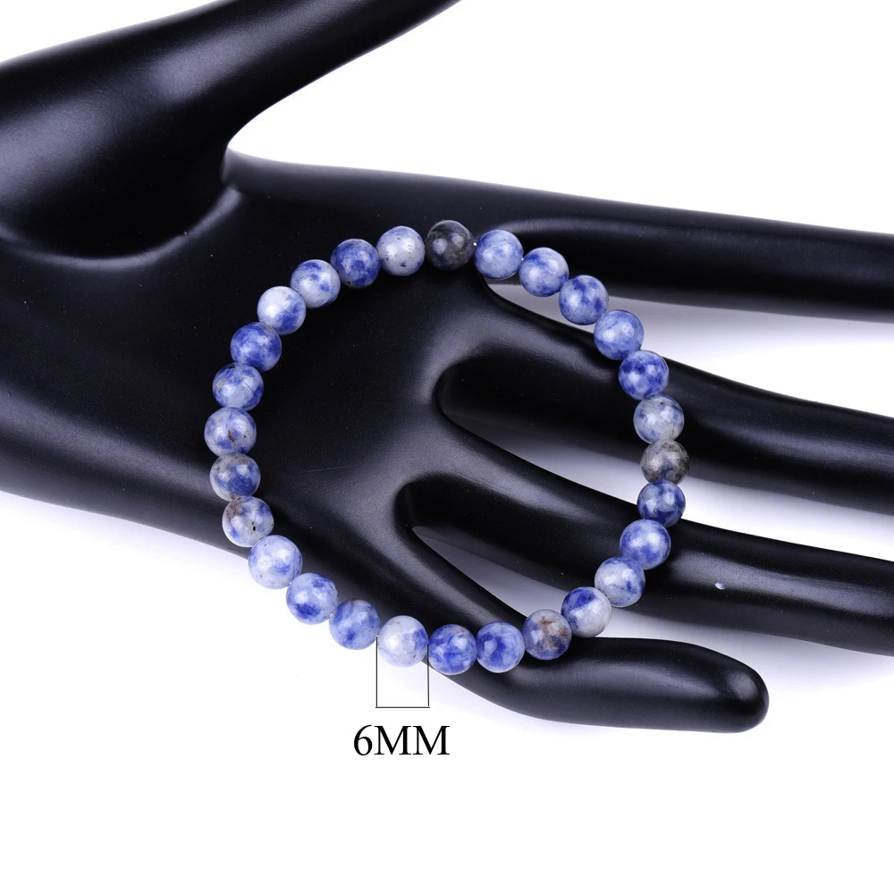 Pulseira de Chakra com Pedras Preciosas Naturais Contas de Cristal para Energia Curativa MDUG (6mm X 23cm)