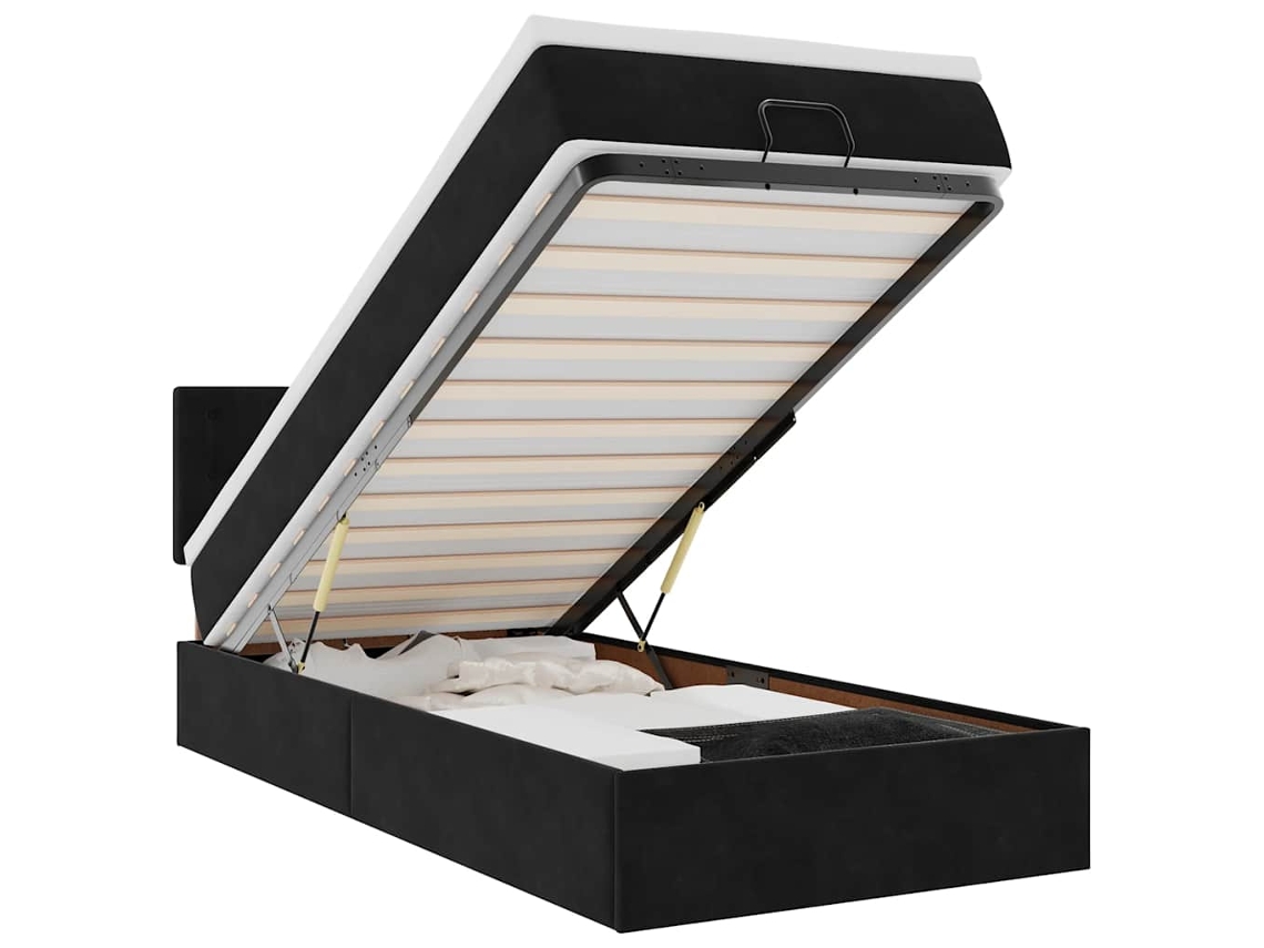 Ottoman Bed, Ottoman Beds Vidaxl Preto Veludo (90 X 190 Cm)
