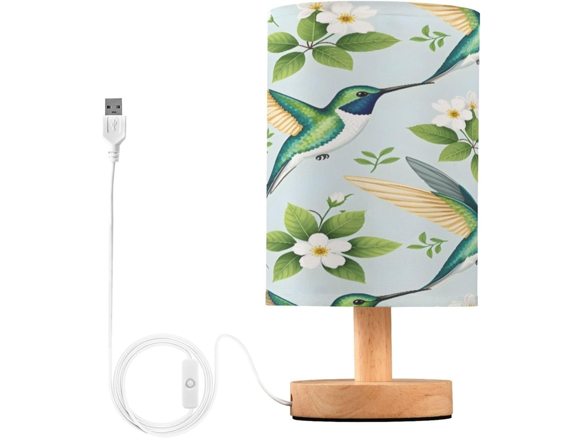Abajur De Cabeceira Em Beija Flor Formato Para Quarto, Con Portas de Carregegamento USB C, Luminária De Mesa Cabeceira