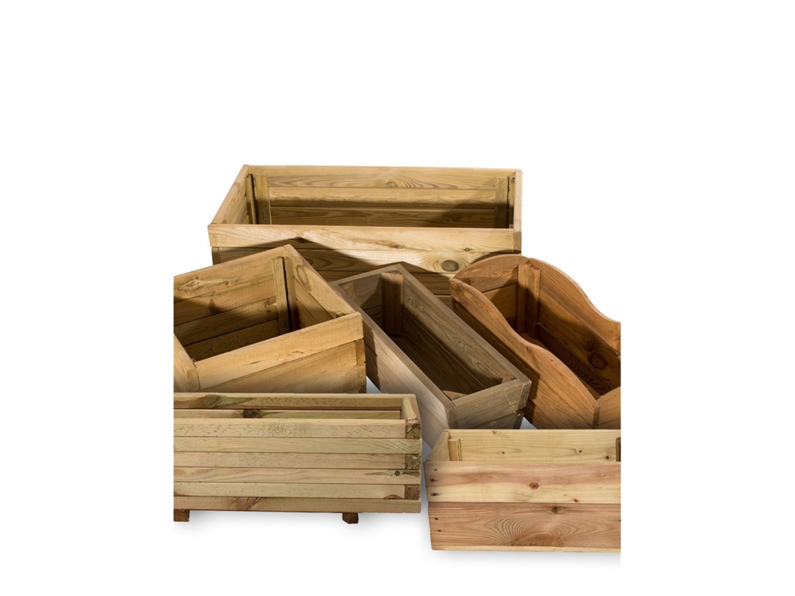 Jardin202 - Jardineras De Madera Maciza De Pino | Maceteros De Madera Tratada Para Jardín Y Terraza Rectangular Pequeña |  (rectangular Pequeña)