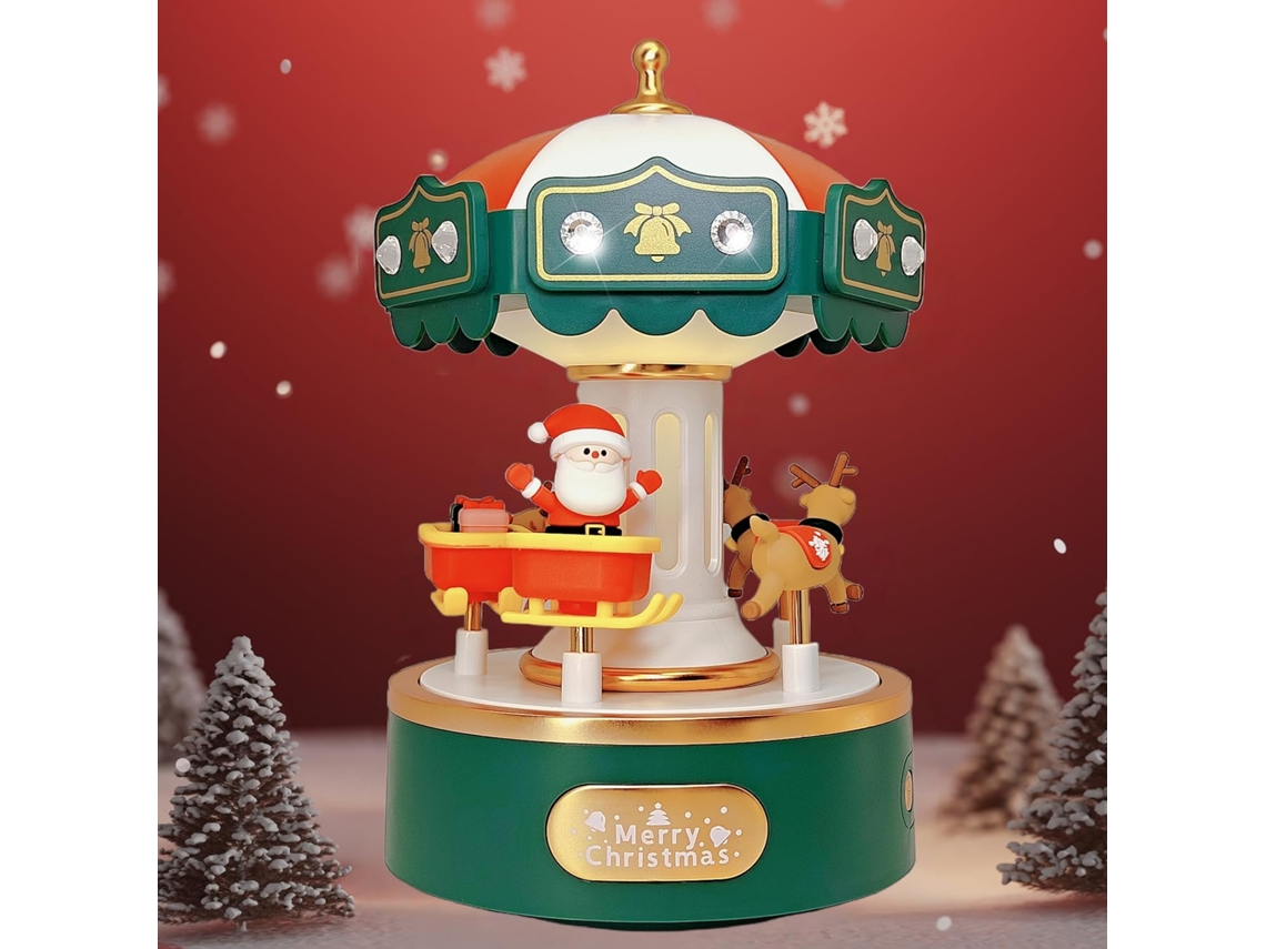 Carrossel De Caixa De Música Elétrica Com Gemas Brilhantes - Decoração Encantadora E Presente Afetuoso Para Aniversário (verde)