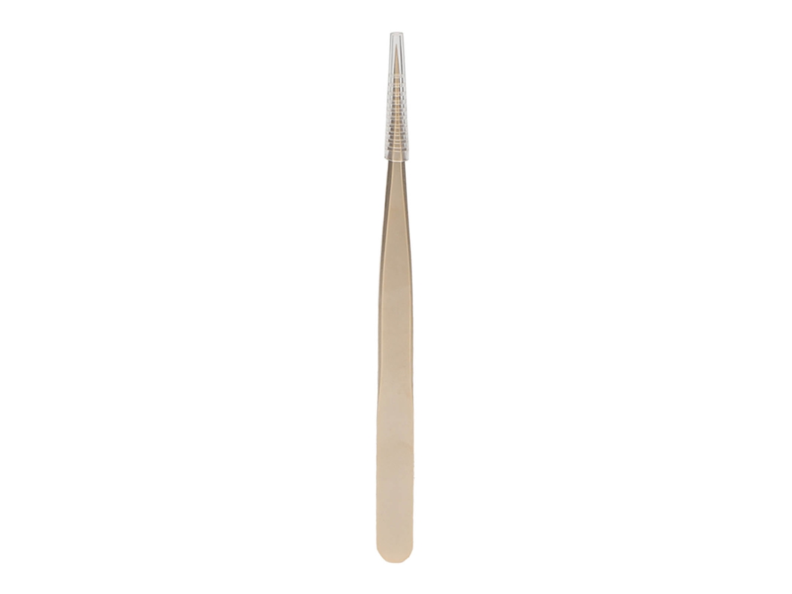 Pinça De Cílios Extensos Aço Inox Precisão Alta Dureza Profissional Pinça Retangular Dourada