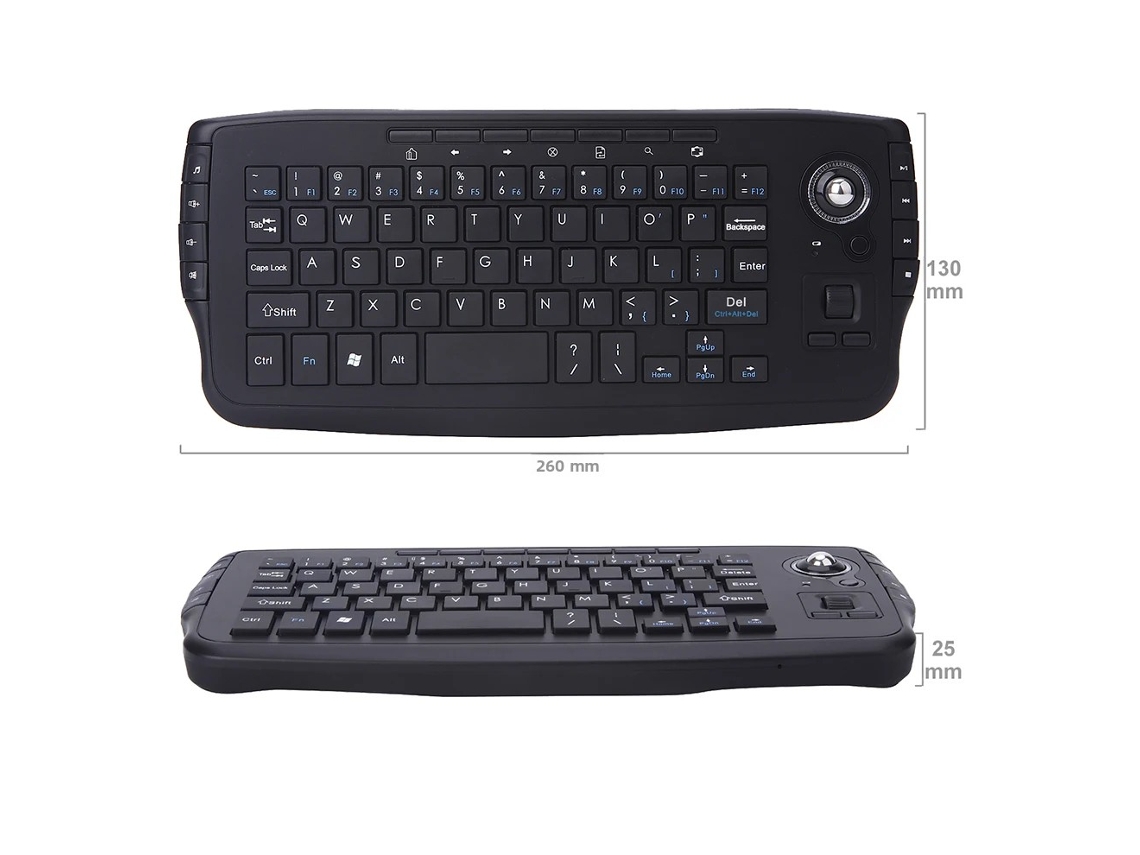 (preto) Teclado Portátil Com Trackball E Roda De Rolagem, Mini Teclado Usb