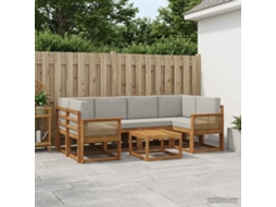 Vidaxl Conjunto De Sofás Para Exterior 7 Pcs Natural E Cinzento-claro