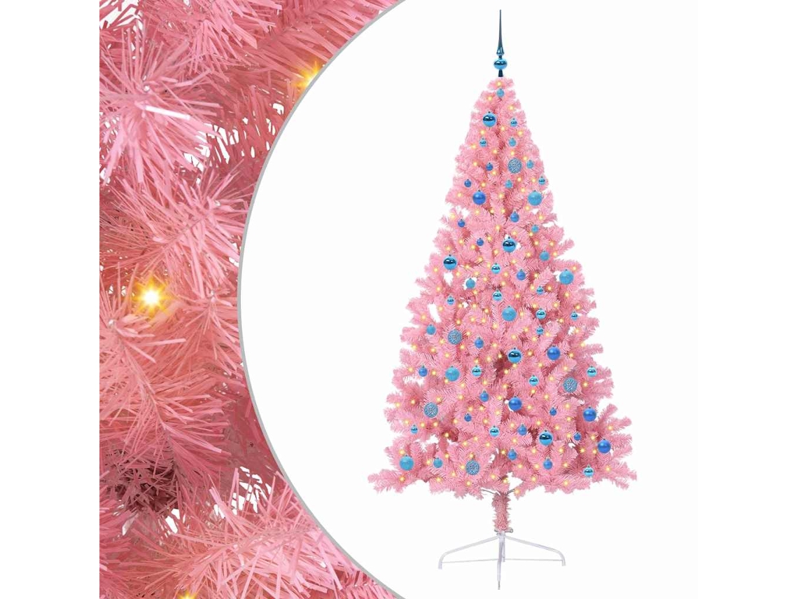 Conjunto 1 Decoração De Árvore De Natal Vidaxl Rosa Pvc (240 Cm)