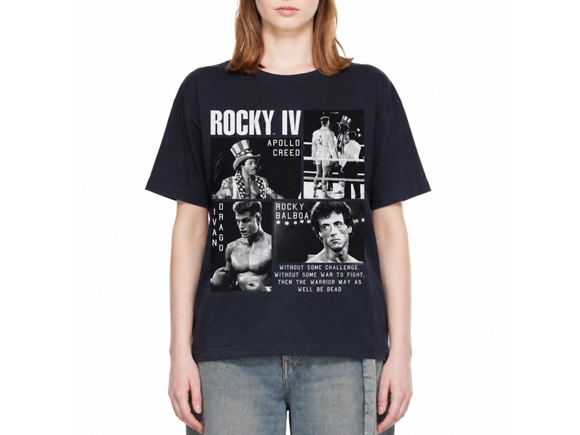 Rockinstone Rocky Movie Iv Photos Navy Adult T-shirt Size:m