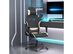 Vidaxl Cadeira Gaming De Massagens Tecido Preto E Creme